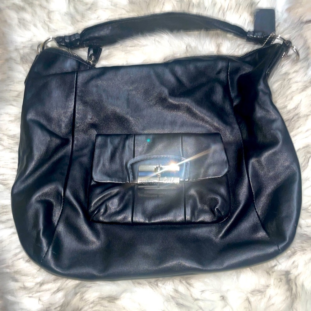 Vintage Coach🖤Black hobo bag slouch purse work bag travel bag - Picture 2 of 14